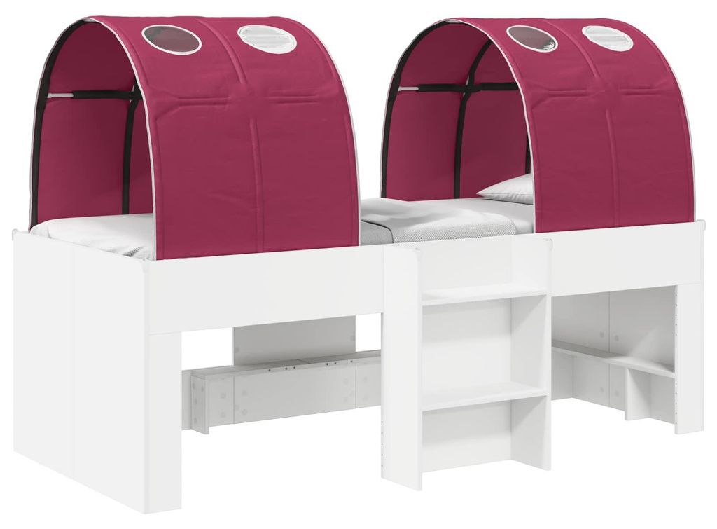 vidaXL Bett mit Tunnel 4 pcs Weiß und Rot Holzwerkstoff