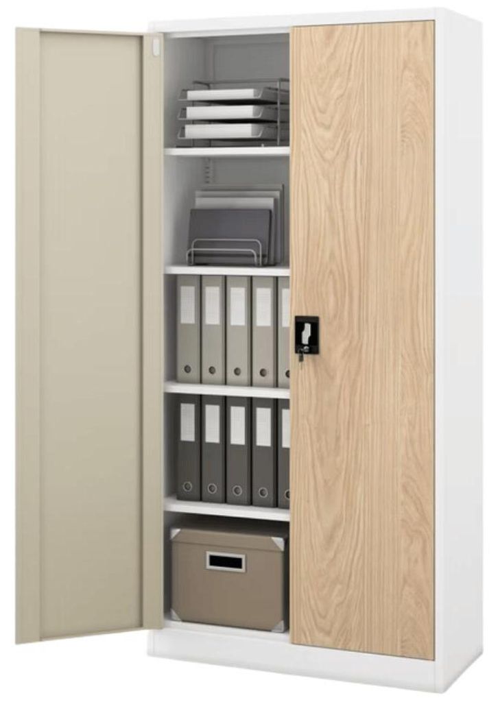 Aktenschrank abschließbar JAN 5 Ebenen verstellbar Flügeltüren | Metallschrank Werkstatt Mehrzweckschrank Büroschrank aus Stahl Werkzeugschrank...