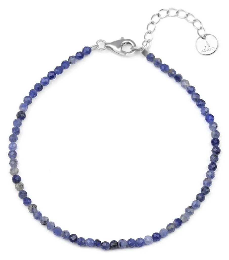 Bracelet minéral en sodalite bleue, bijou en pierres naturelles