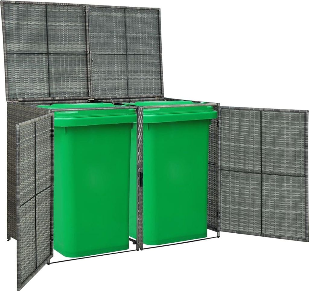 vidaXL Contenitore per rifiuti da 2 tonnellate in rattan Immagine del prodotto 