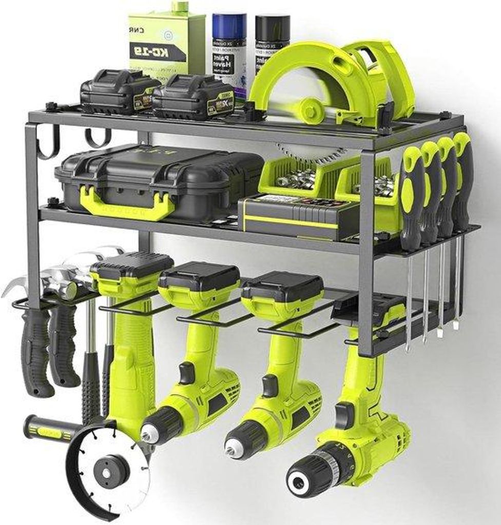 Professionelles Werkstattzubehör mit 3 Ebenen - Wandbefestigung, Bohrhalter und Seitenhalter - Perfekt für Werkstatt und Abstellplatz