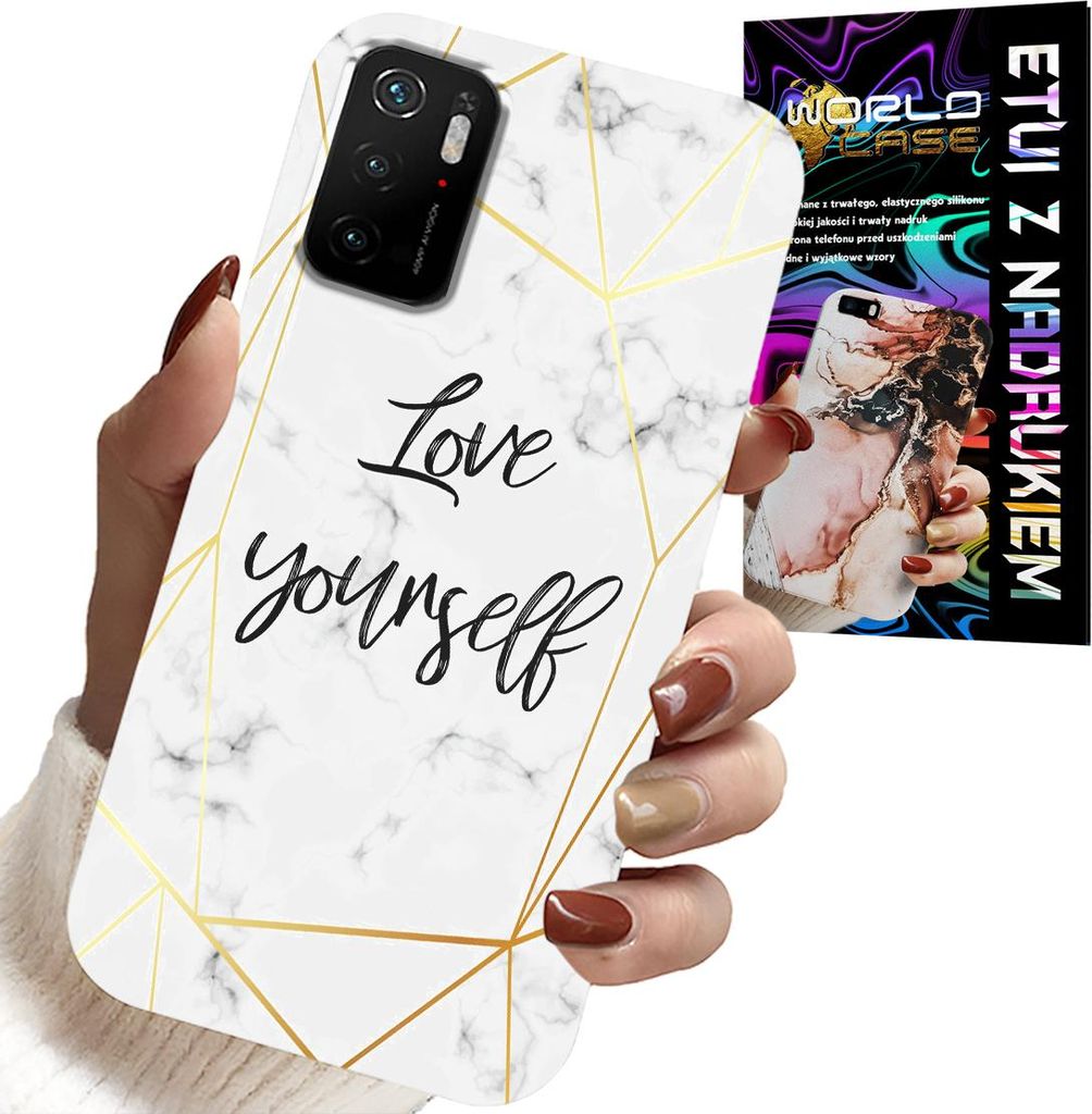 Fall Für Xiaomi Poco M3 Pro 5G - Weisser Marmor Mit Goldrahmen Liebe Dich