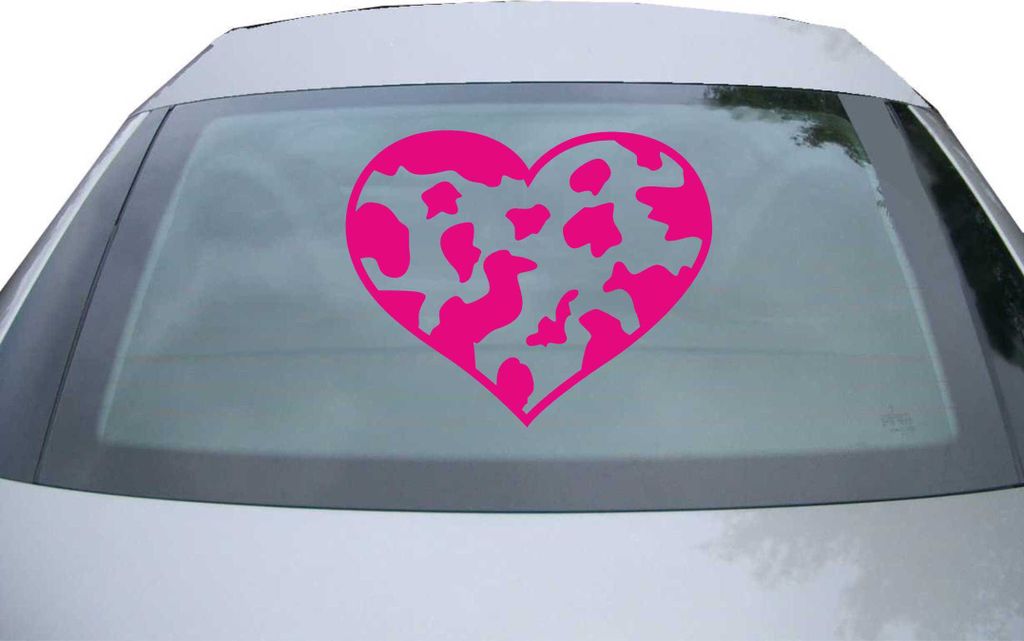 Indigos UG - Aufkleber Heckscheibe & Motorklappe DE6314 - pink - 600x486 mm - heart tiger - Auto Scheiben Fenster Heckklappe Tuning Racing JDM - Di...