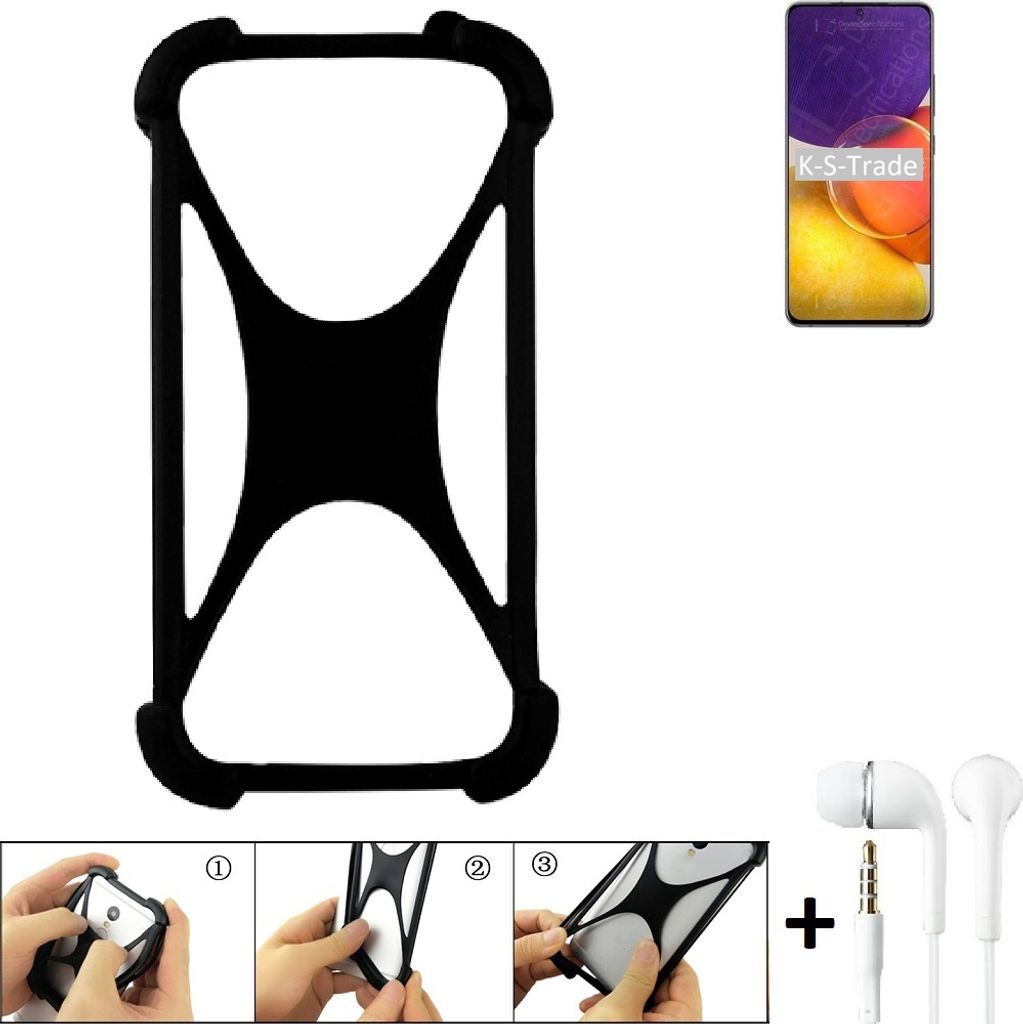 K-S-Trade Handy-Hülle + headphones kompatibel mit Samsung Galaxy Quantum2 Schutz-Hülle Bumper Silikon Cover Case Silikoncase Silikonbumper TPU