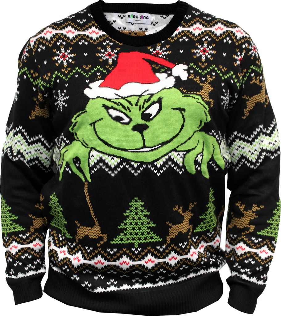 Grinch Herren Pullover Sweater Ugly Christmas Weihnachts Damen Größe XL