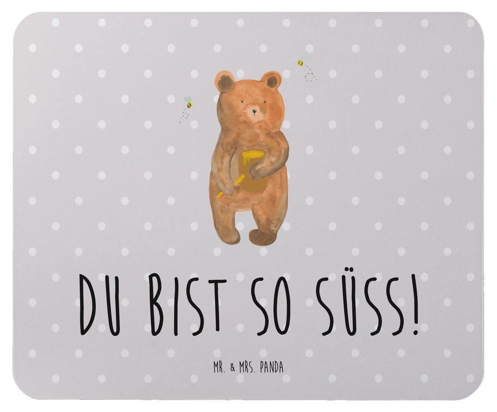 Mr. & Mrs. Panda Mousepad Bär Honig - Grau Pastell - Geschenk, Liebe, Mauspad, Freund, Mouse Pad, Teddy, pc, laptop, Partner, computer