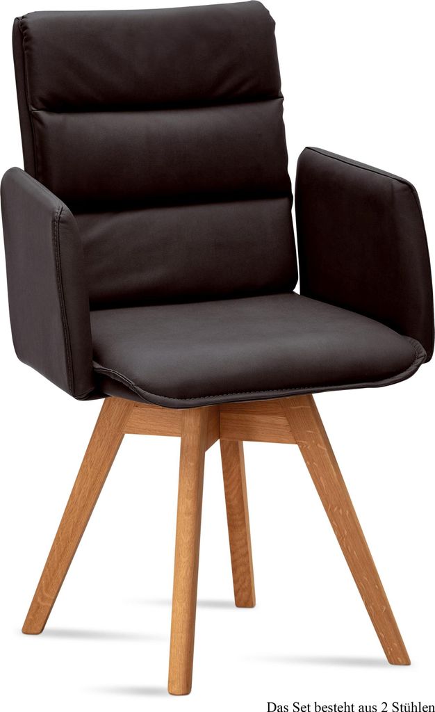 Armlehnstuhl drehbar (2er-Set) Dorri 52x92x60 Eiche geölt/Espresso