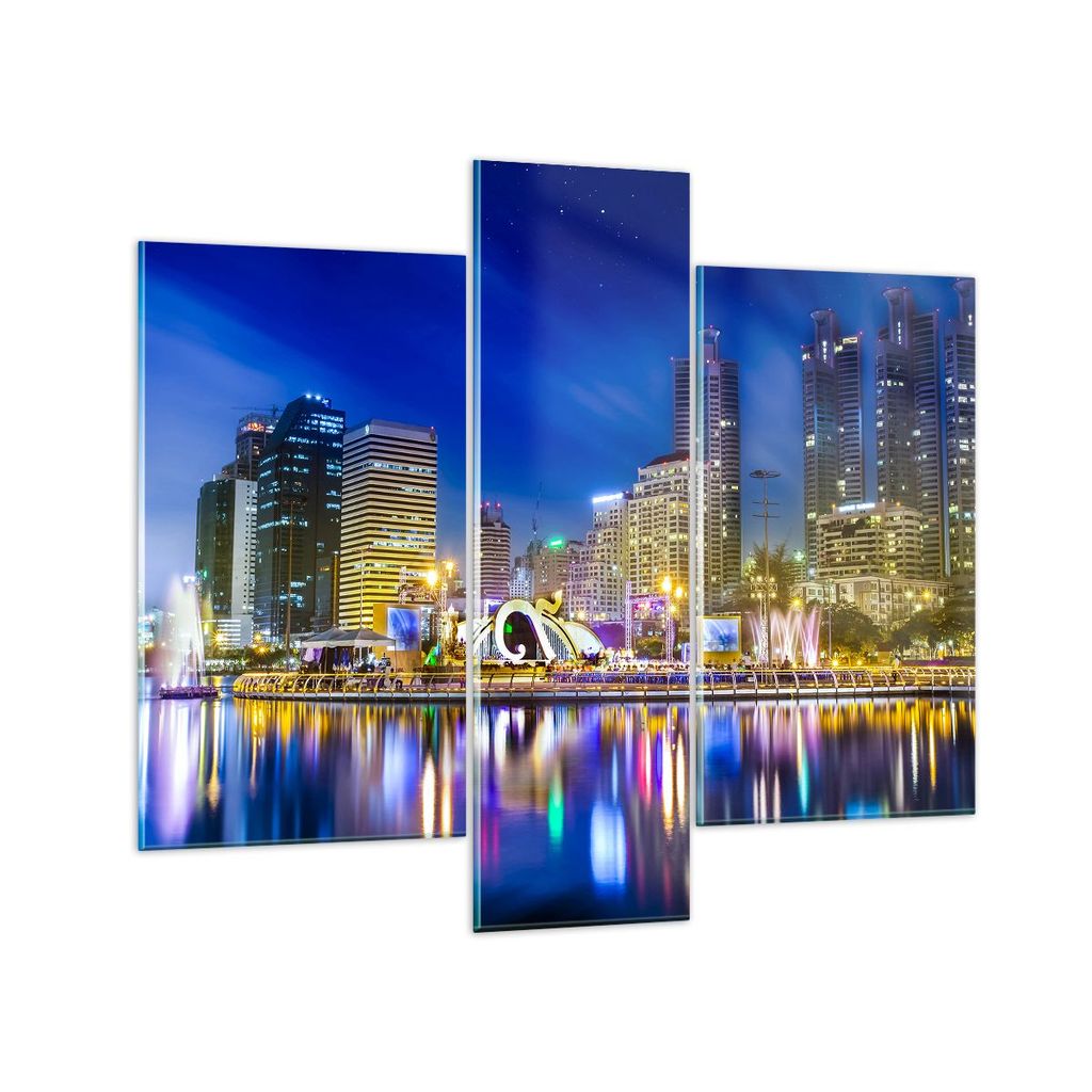 Bilder auf glas - Asien bangkok gebäude stadt - 95x80cm - Glasbilder - Wandbilder - Kunstdruck - zum Aufhängen bereit - Wanddekoration aus Glas -...