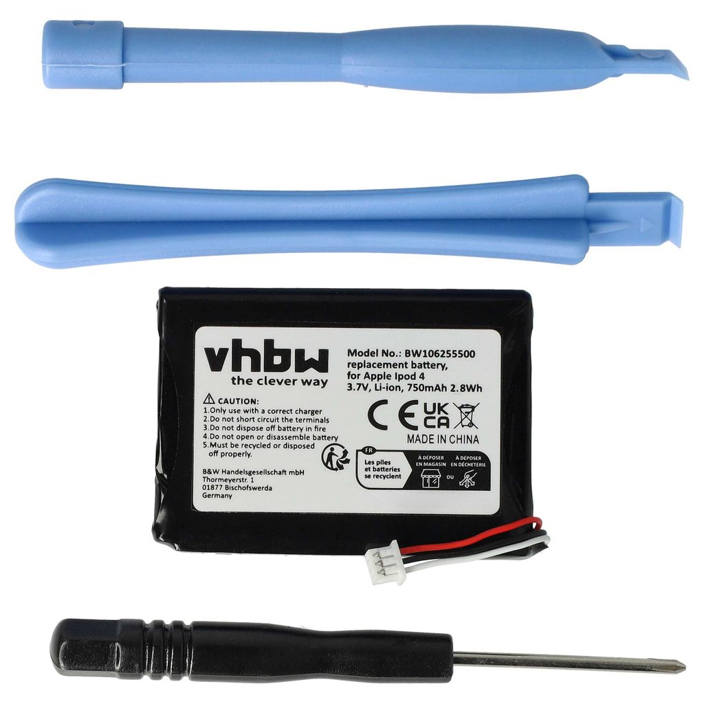 vhbw Akku kompatibel mit Apple iPod Photo 30GB M9829, 30GB M9829/A, 30GB M9829B/A, 30GB M9829CH/A MP3-Player Musik Player (750 mAh, 3,7 V, Li-Ion)