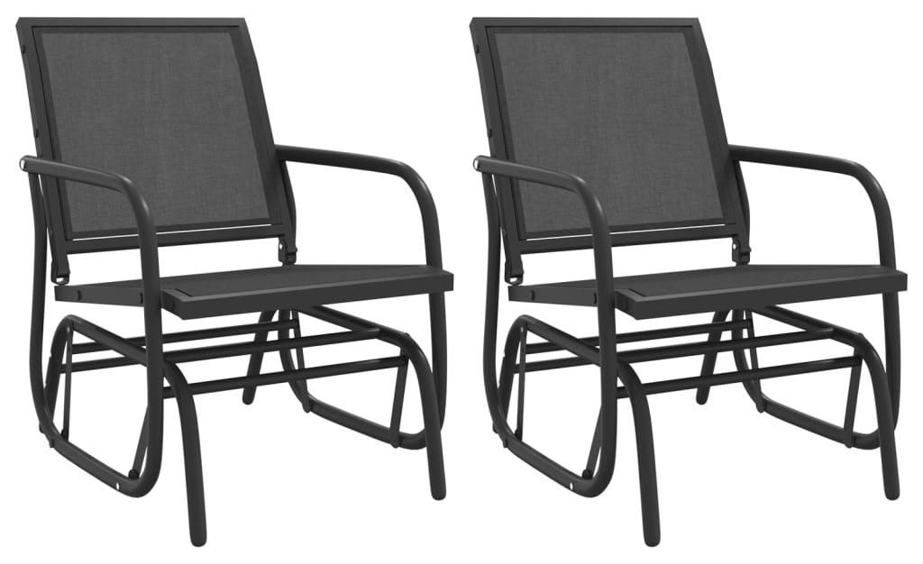 vidaXL Garten-Schaukelstühle 2 Stk. Schwarz 61x76x87cm Textilene Stahl