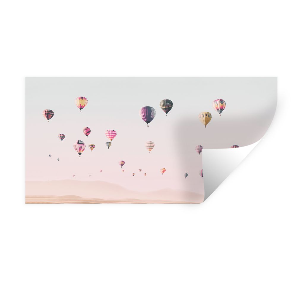 MuchoWow Wandtattoo Wandsticker Wandaufkleber Heißluftballon - Wüste - Himmel - Landschaft - Natur 80x40 cm Selbstklebend und Repositionierbar ...