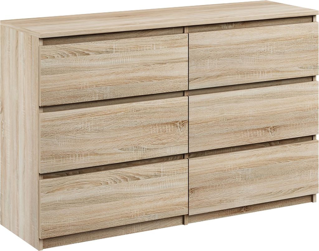Kommode mit 6 Schubladen breite 120cm Sideboard moderne sonoma