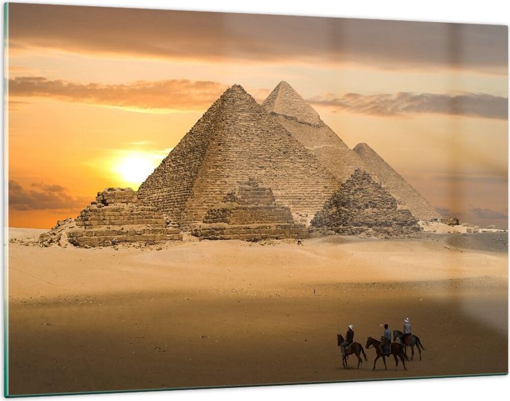 Bilder auf glas - Pyramide ägypten wüste - 120x80cm - Glasbilder - Wandbilder - Kunstdruck - zum Aufhängen bereit - Wanddekoration aus Glas - Gl...