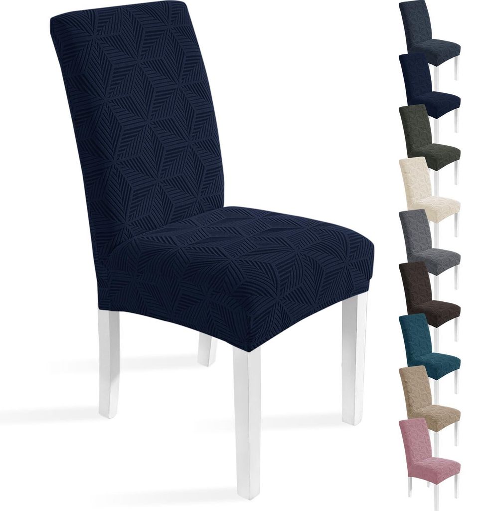Set mit 6 elastischen Stuhlhussen, universell einsetzbar, waschbar, dekorativ, komfortabel, für Zuhause, Hotel, Partyraum, dunkelblau