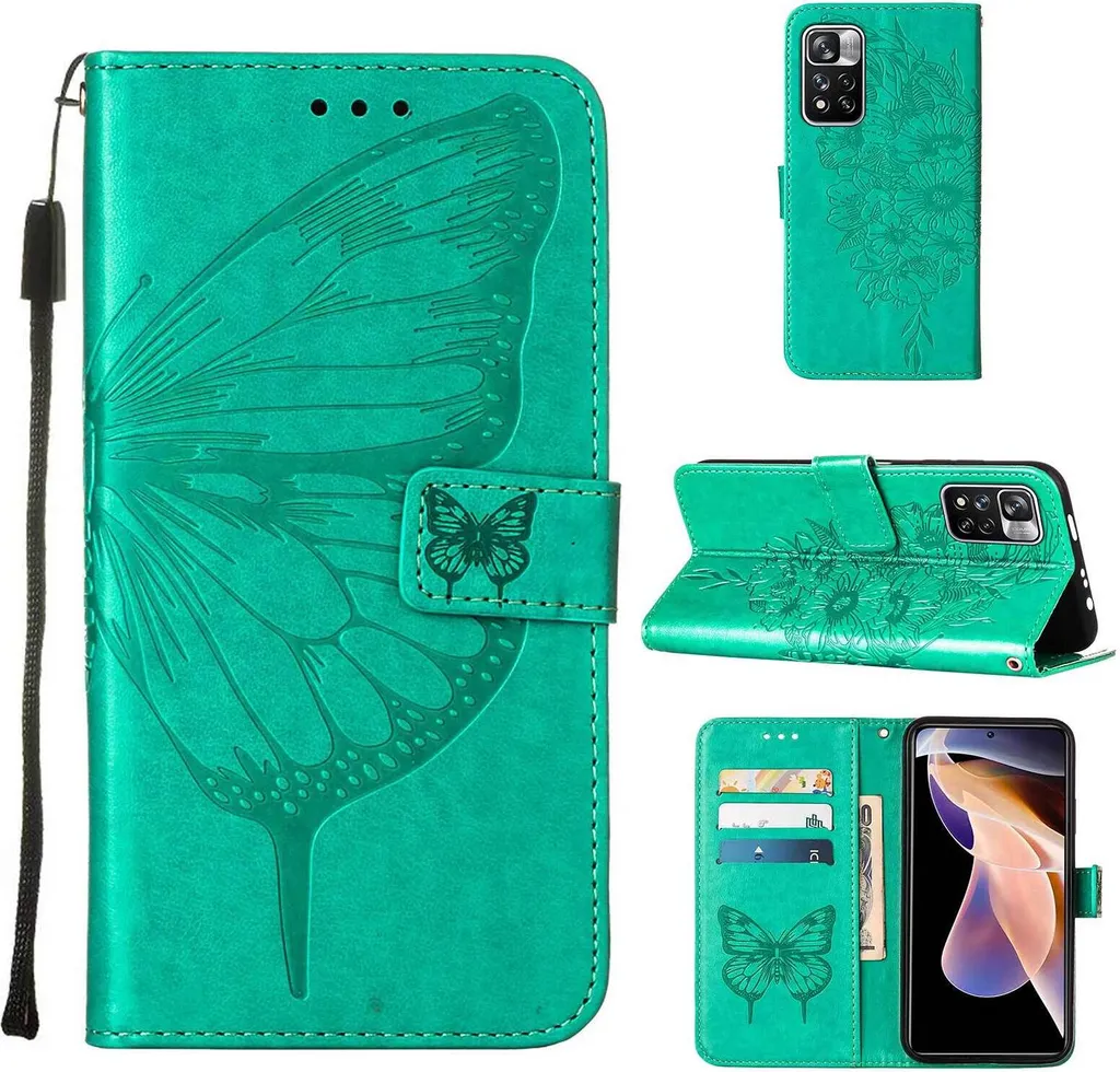 Custodia Trendy Farfalla Xiaomi Poco X4 NFC Verde - Pelle Chic