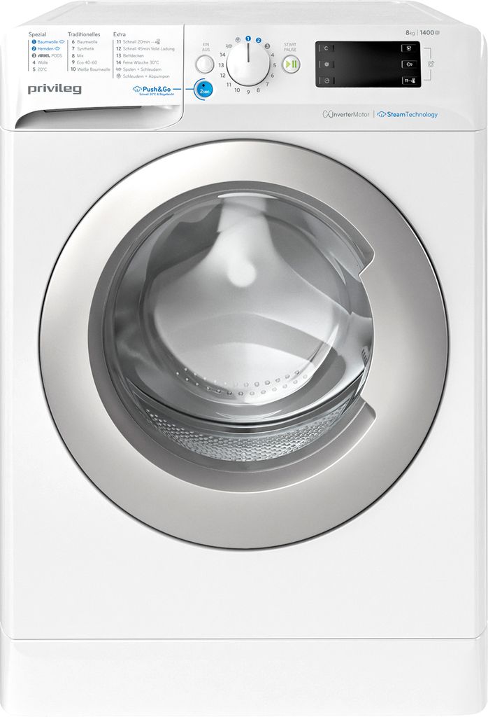 Privileg Waschmaschine 8 kg Weiß A Push&Go Ariel PODS - Programm PWFV X 853 A