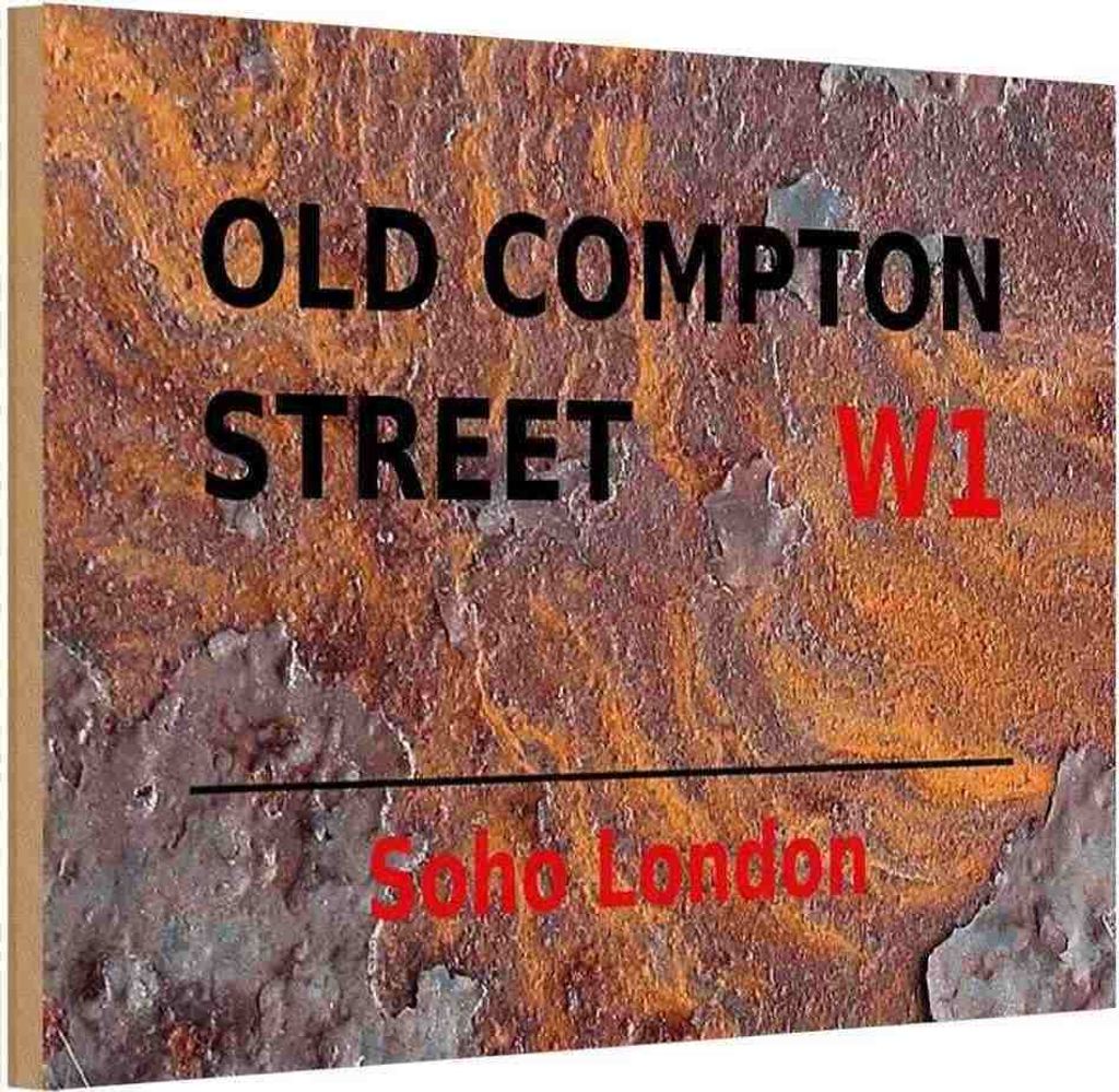 vianmo Holzschild 20x30 cm Soho Old Compton Street W1 England