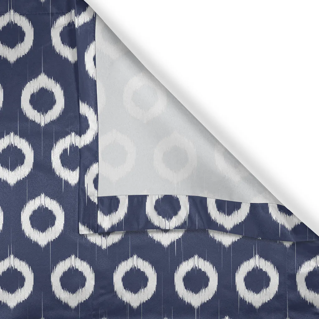 Rideau géométrique abstrait indigo à œillets, textile imprimé 280x245cm - 2