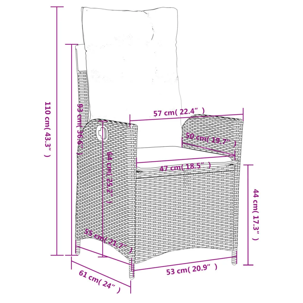 OFFERTA Poltrona vidaXL Reclinabile - Poly Rattan Beige Alta Qualità - 9