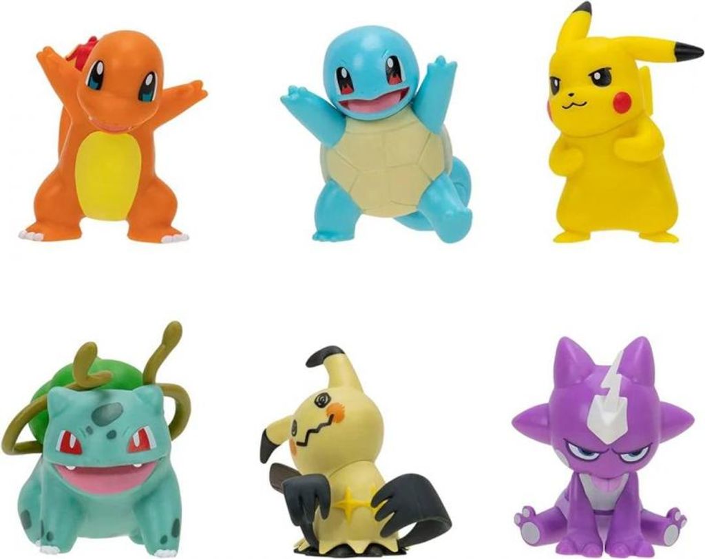 Pokémon Action Figures 6-Pack 5 cm Pikachu, Squirtle, Immagine del prodotto 