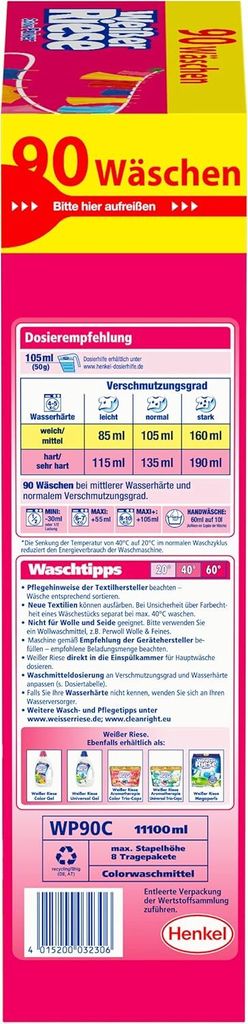 WEIßER RIESE Colorwaschmittel Color Pulver 90WL Produktbild 6