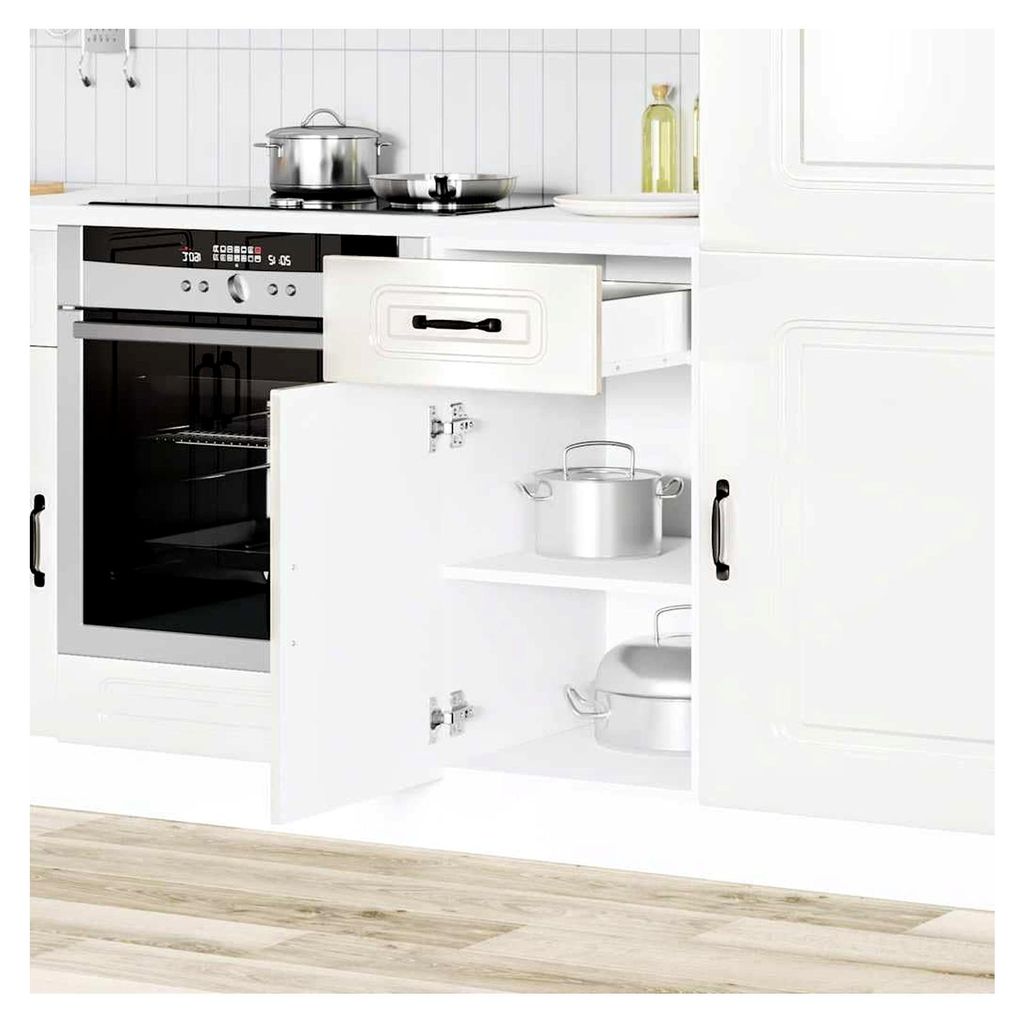 Küchenunterschrank Kalmar Hochglanz-Weiß Holzwerkstoff