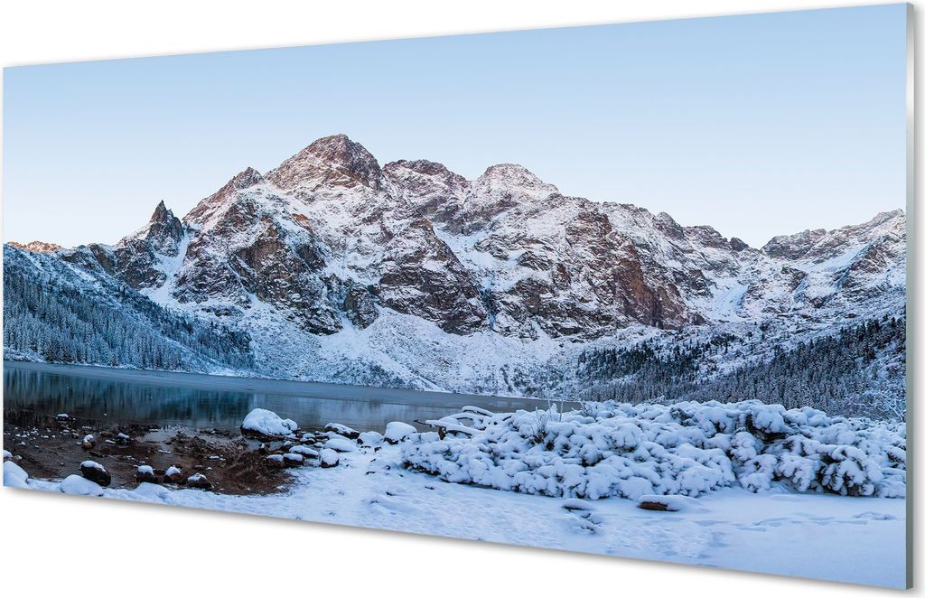 Spritzschutz 100x50 Wandkunst Berg Wintersee