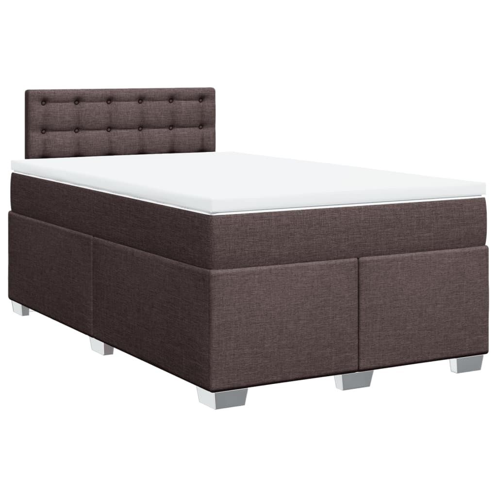 vidaXL Boxspringbett mit Matratze Dunkelbraun 120x190 cm Stoff