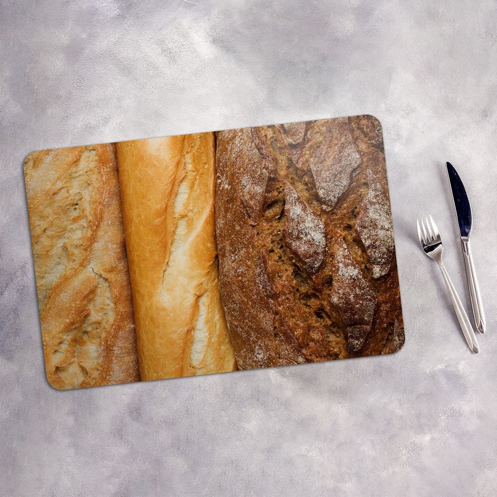 Tischset 6x45x30 cm + 6x10fi cm Platzset Tischmatte Platzmatte Untersetzer - frisches Brot Lebensmittel