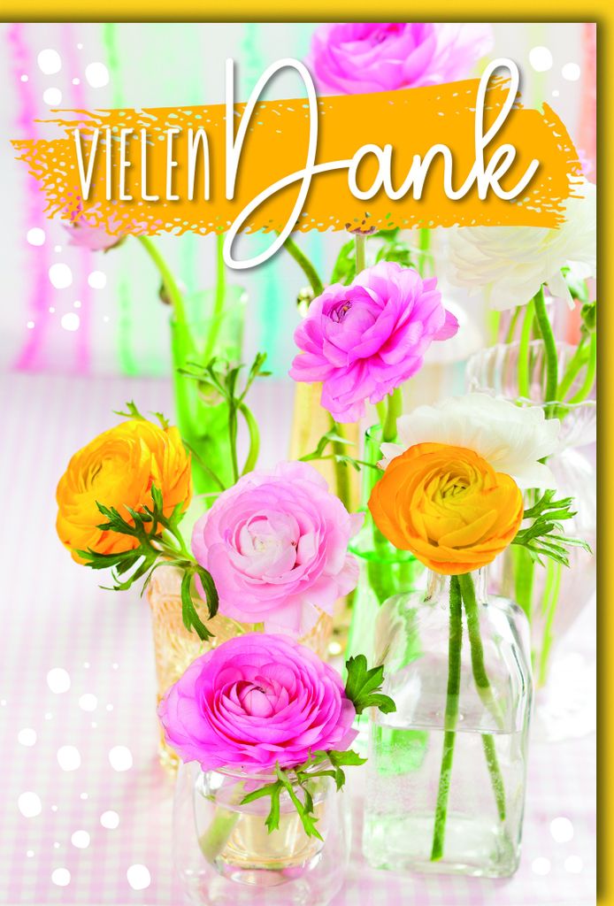 Danke - Karte mit Umschlag - Vielen Dank, Blumen