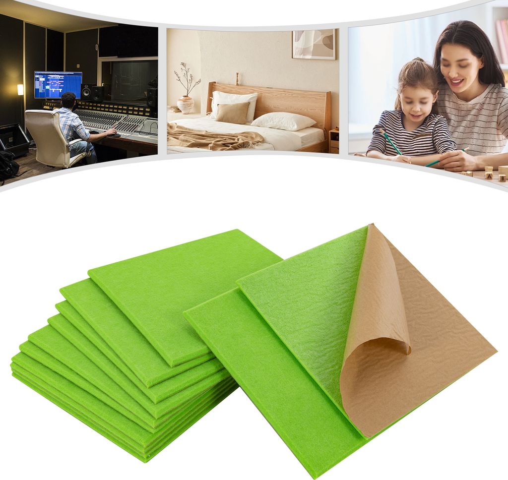 Akustikplatten 12 Stück schalldämmende Platten hoher Dichte schallabsorbierende Wandpaneele (Grün)