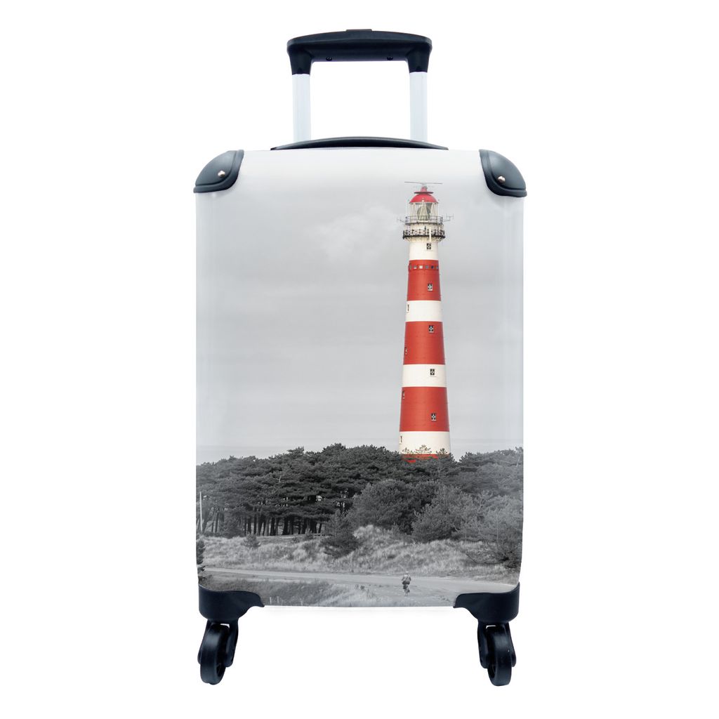 MuchoWow Koffer Handgepäck Trolley Rollkoffer Kleine Reisekoffer mit 4 Rollen - Strand - Leuchtturm - Bäume - Cabin Size < 55x40x23 cm & 55x40x...