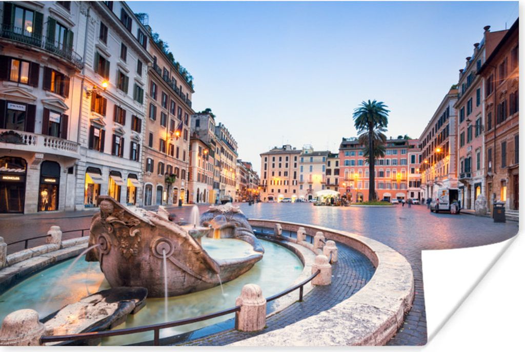 MuchoWow Poster Springbrunnen - Rom - Platz 30x20 cm - Plakate - Print