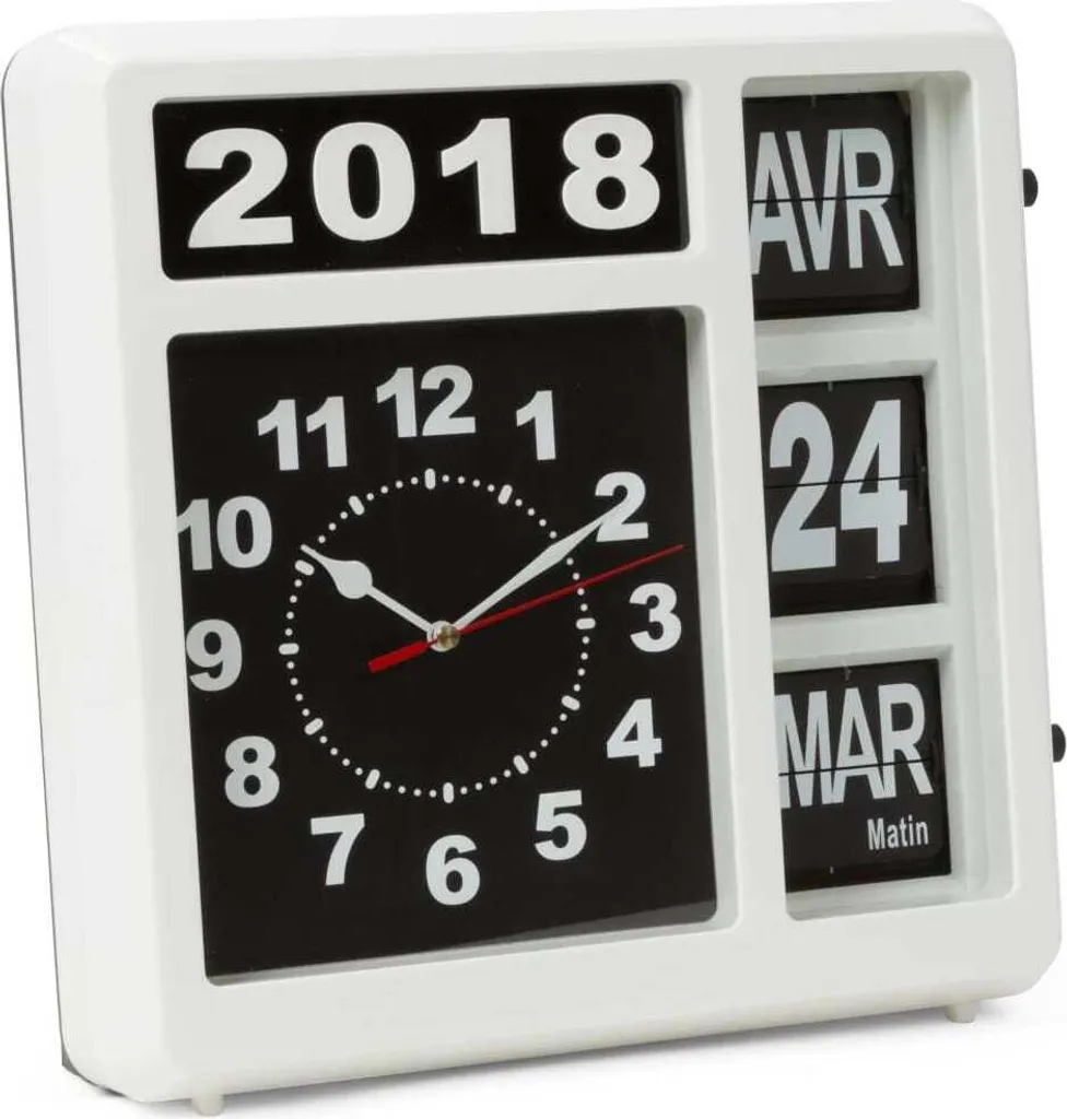 Horloge Murale à Volets Perel 31x31 cm - Grands Chiffres Lisibles Pro