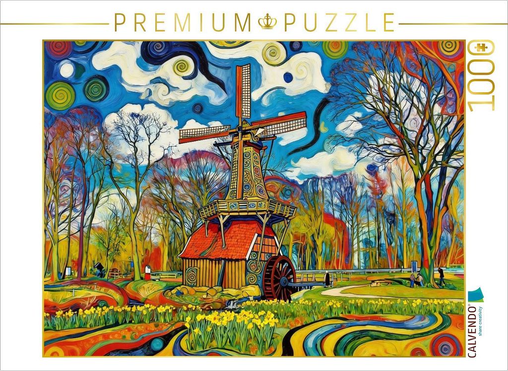 CALVENDO Puzzle Alte Wind- und Wassermühle | 1000 Teile Lege-Größe 64x48cm Foto-Puzzle für glückliche Stunden