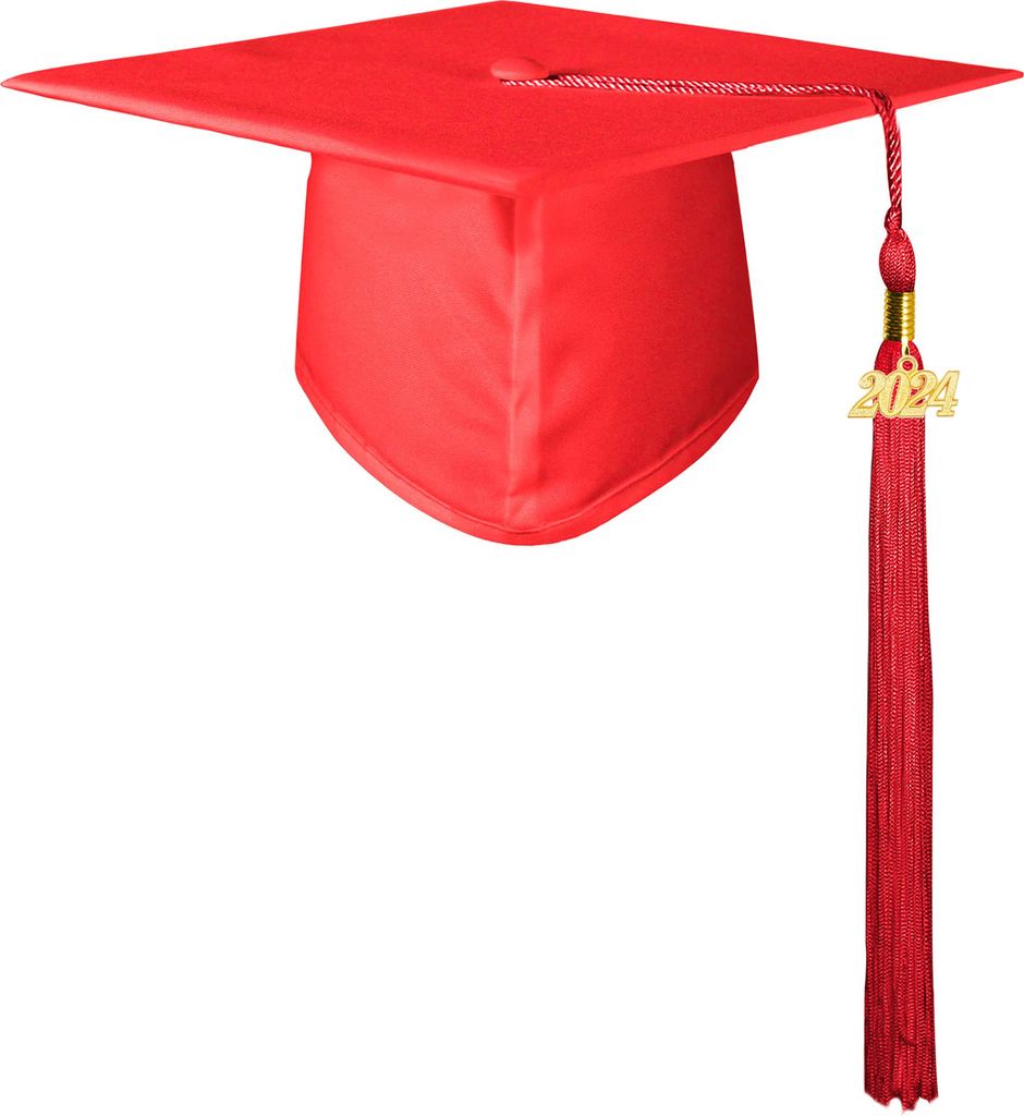 Abschlusshut für Erwachsene mit Quaste, einfarbig, lichtecht, für die High School, Bachelor-Abschluss, Cosplay-Requisite, Rot