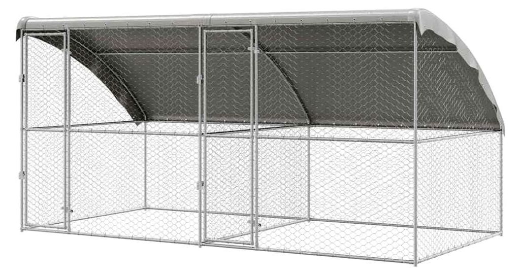 Hundekäfig 2 Stück Silber 4 x 2 x 2 m Verzinkter Stahl, Moderne Hundehütte, Wetterfeste Unterkunft, Robustes Haustierhaus, Sicherer Außenbereich
