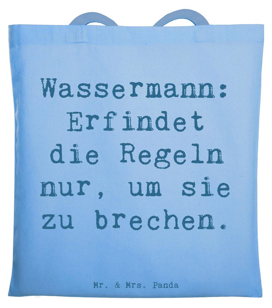Mr. & Mrs. Panda Tote Bag Spruch Wassermann Freigeist - Sky Blue - Geschenk, Geschenke Sternzeichen, Laptoptasche, Kreativität, Uni Tasche, Unabh...