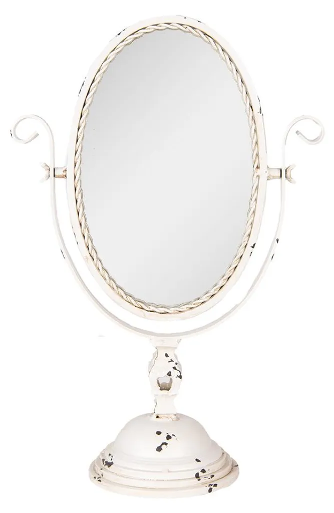 Miroir de table stable en métal beige 50cm pour manque de luminosité