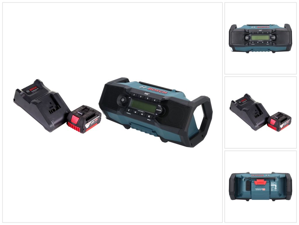 Bosch GPB 18V-2 SC Professional Akku Baustellenradio 18 V DAB+ Bluetooth AUX + 1x Akku 4,0 Ah + Ladegerät