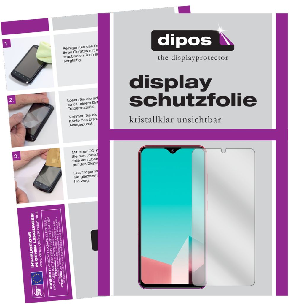6x Schutzfolie für Vivo U1 klar Displayschutzfolie Folie Display Schutz dipos