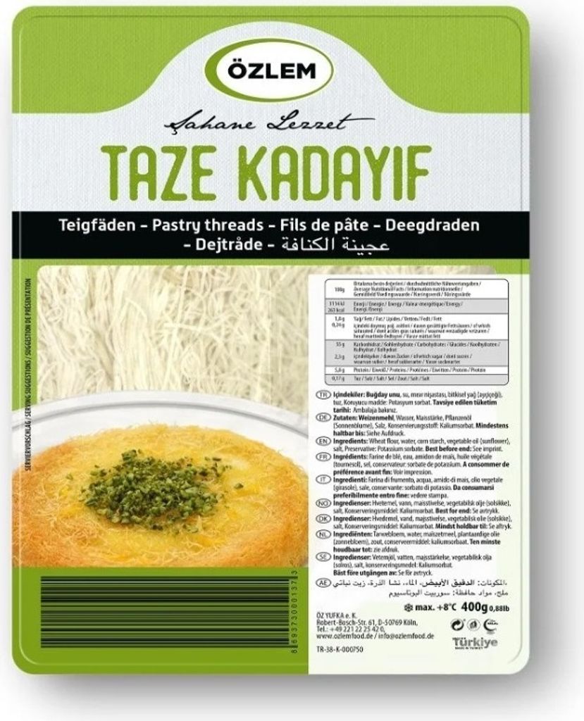 Özlem - Frische Kadayif Teigfäden - Engelshaar - Künefe (400g)