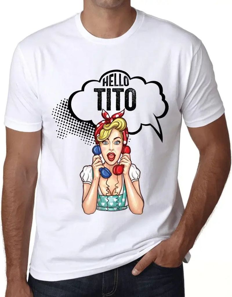 Herren Grafik T-Shirt Hallo tito – Hello Tito – Öko-Verantwortlich Vintage Jahrgang Kurzarm Lustige Druck Geburtstag Geschenk Mann