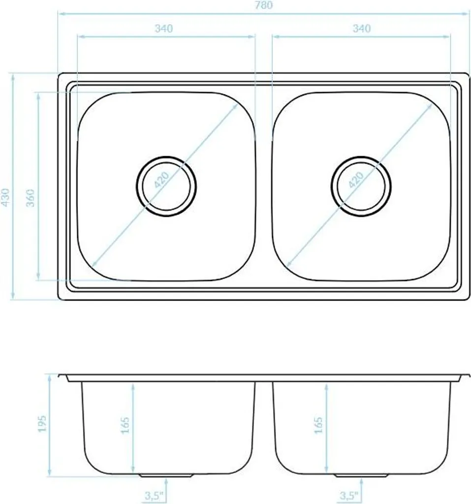 Lavello 2 Camere 78x43 in Acciaio Inox: il Cuore della Tua Cucina - 3