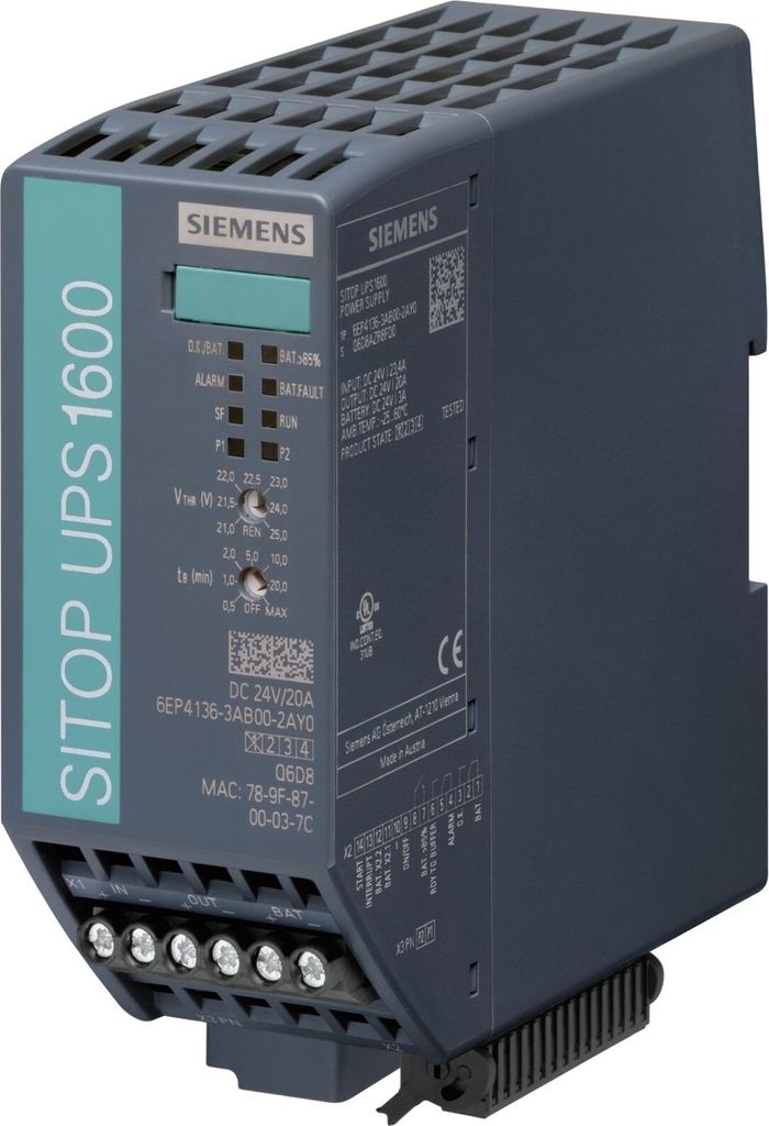 Siemens SITOP UPS1600 20A Ethernet/PROFINET DC24V/20A 6EP4136-3AB00-2AY0