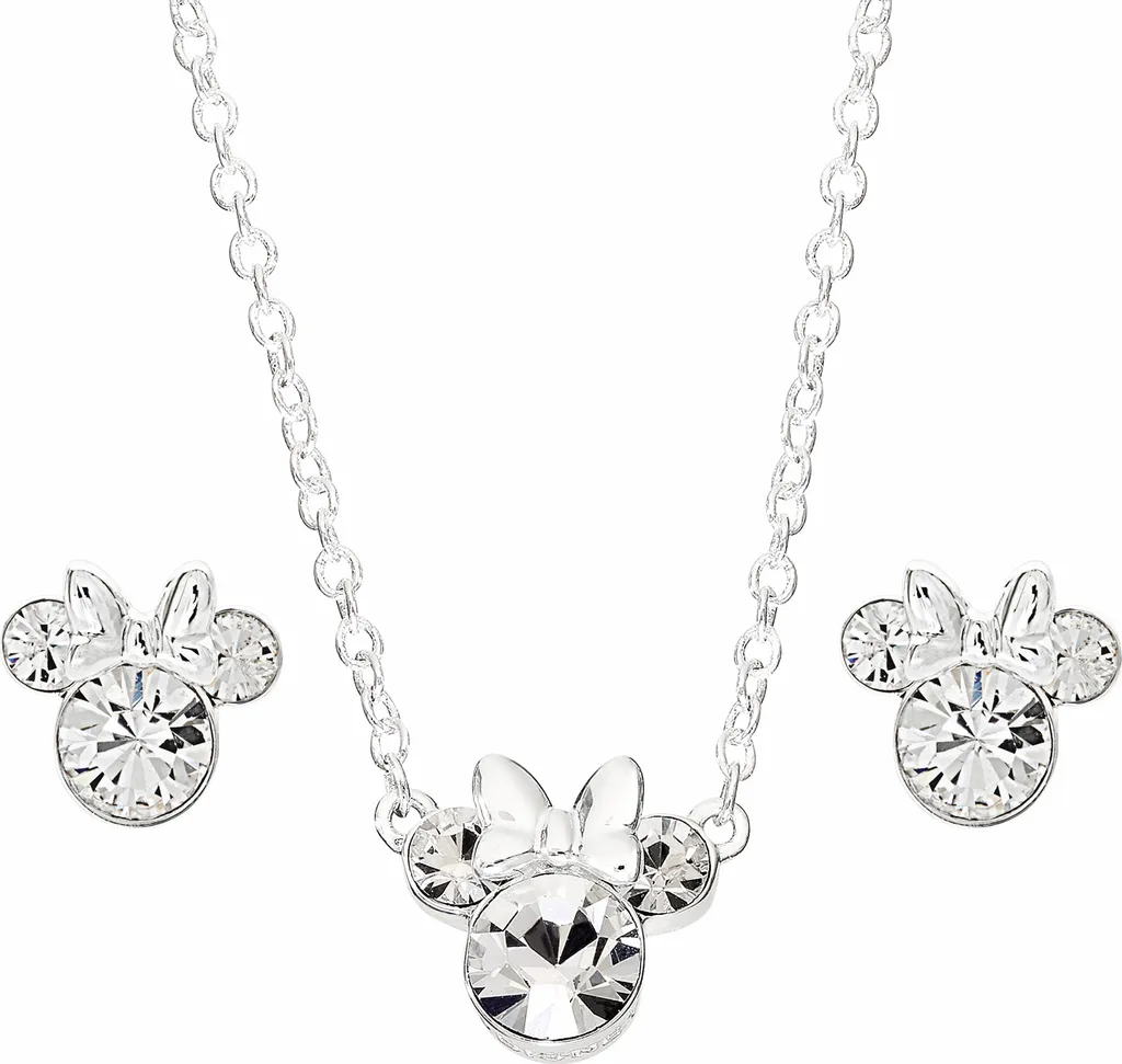 Parure de Bijoux Disney Minnie Collier et Puces d'Oreilles Argent Massif