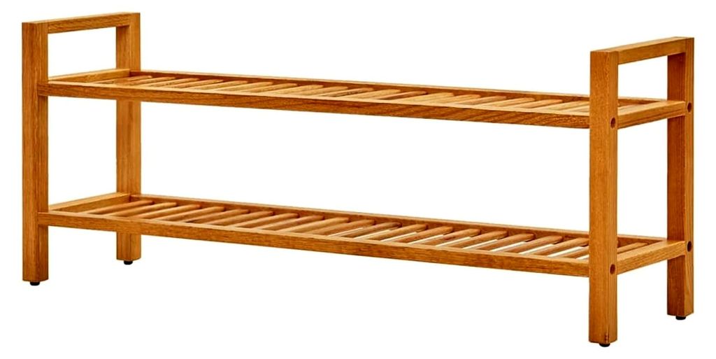 Schuhregal mit 2 Etagen aus Eichenholz, 100x27x40 cm