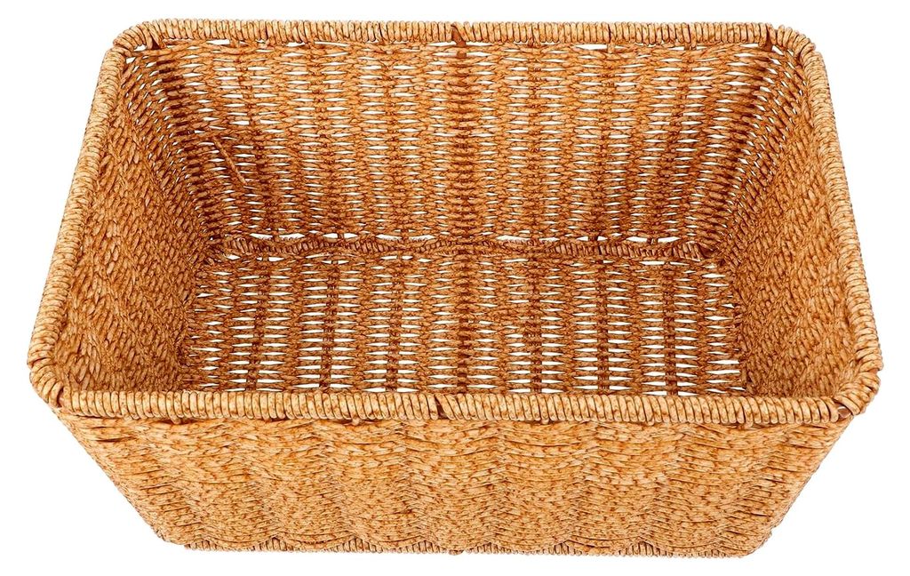 Vielseitiger Obstkorb aus Kunst-Rattan 29,5x19,5x13cm zur Aufbewahrung von Snacks und Gemüse für Küche und Supermarkt, wiederverwendbar