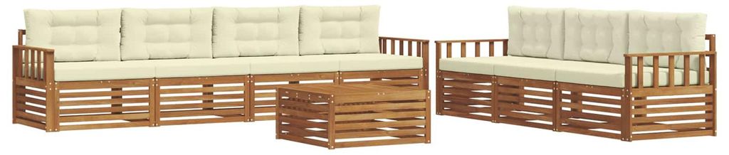 vidaXL Outdoor-Sofagarnitur mit Kissen 8 pcs Natur und Creme