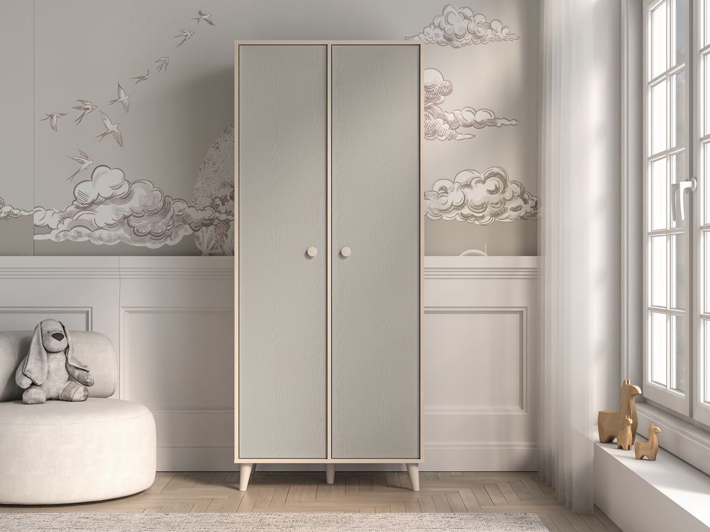 Zweitüriger Kleiderschrank 80 cm für Kinderzimmer OLIVIA - Produktbild 